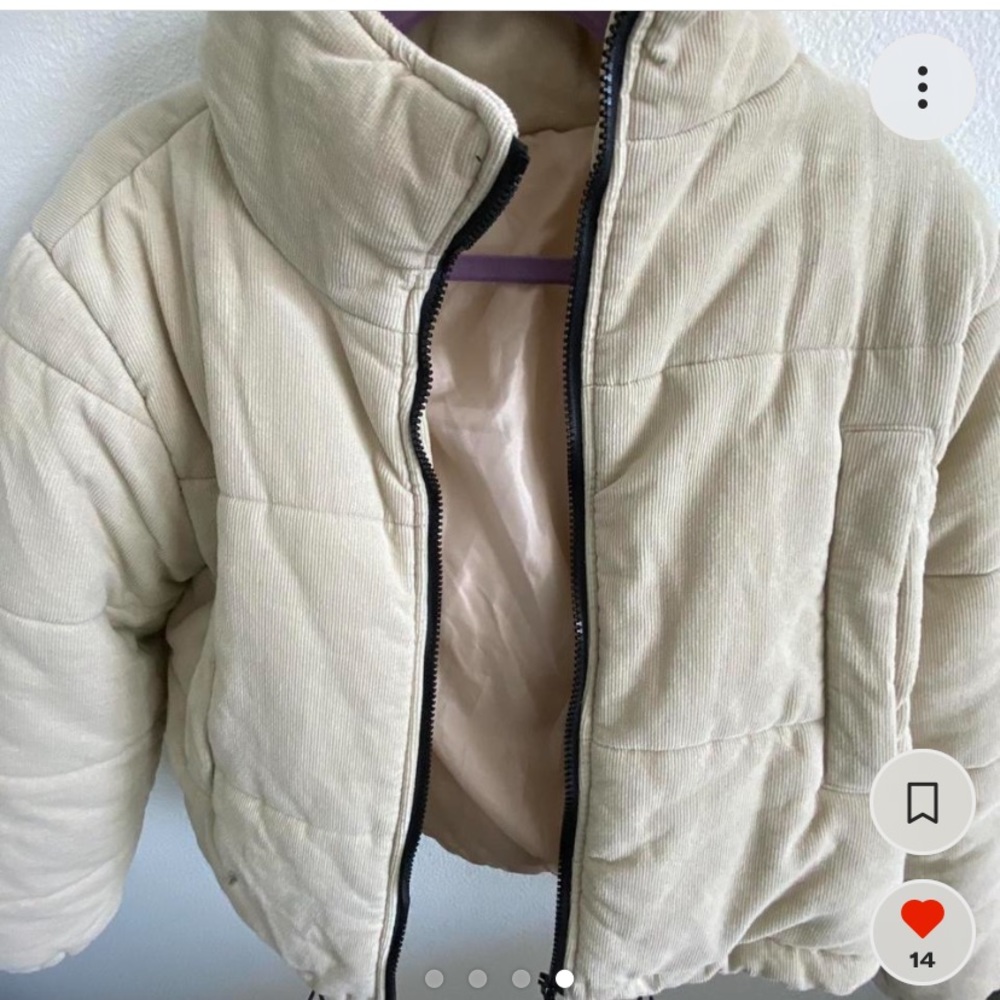 Princess Polly beige bomber puffer drawstring jacket sz 4 - Picture 5 of 8